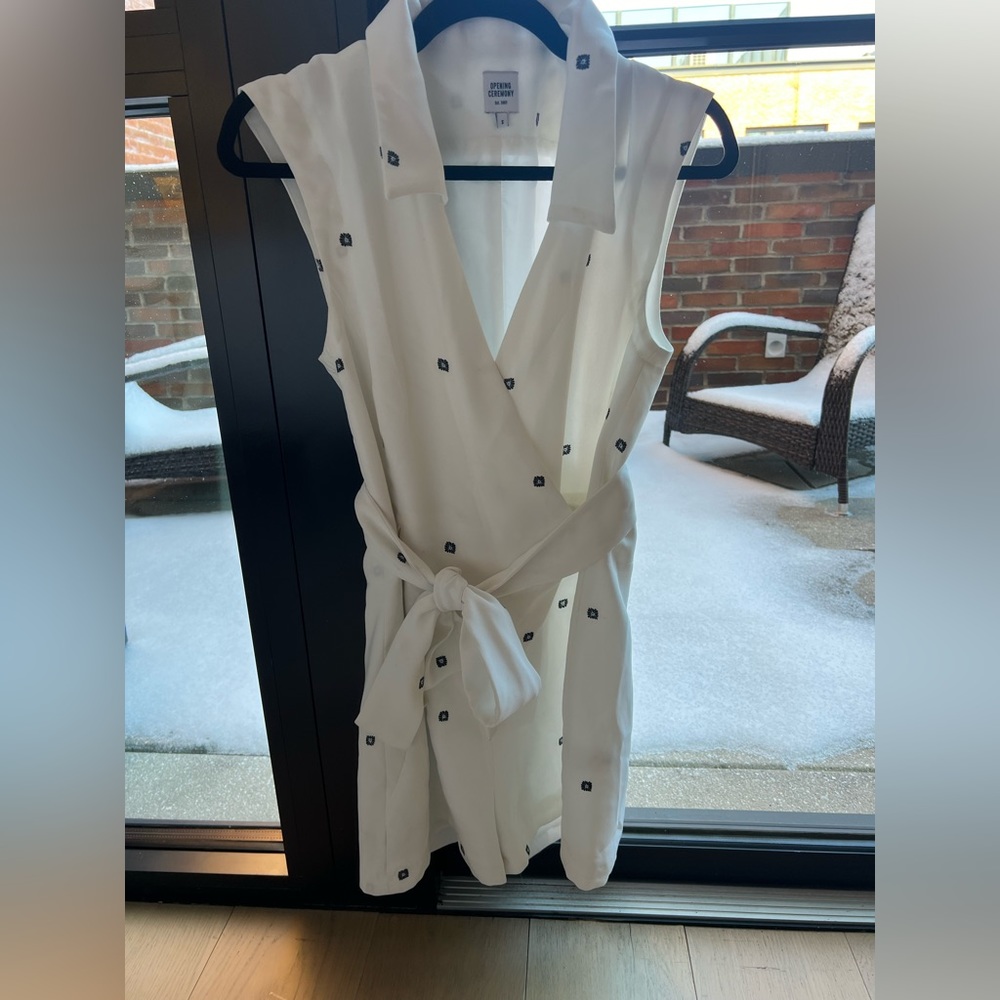 Opening Ceremony white romper with small floral detail